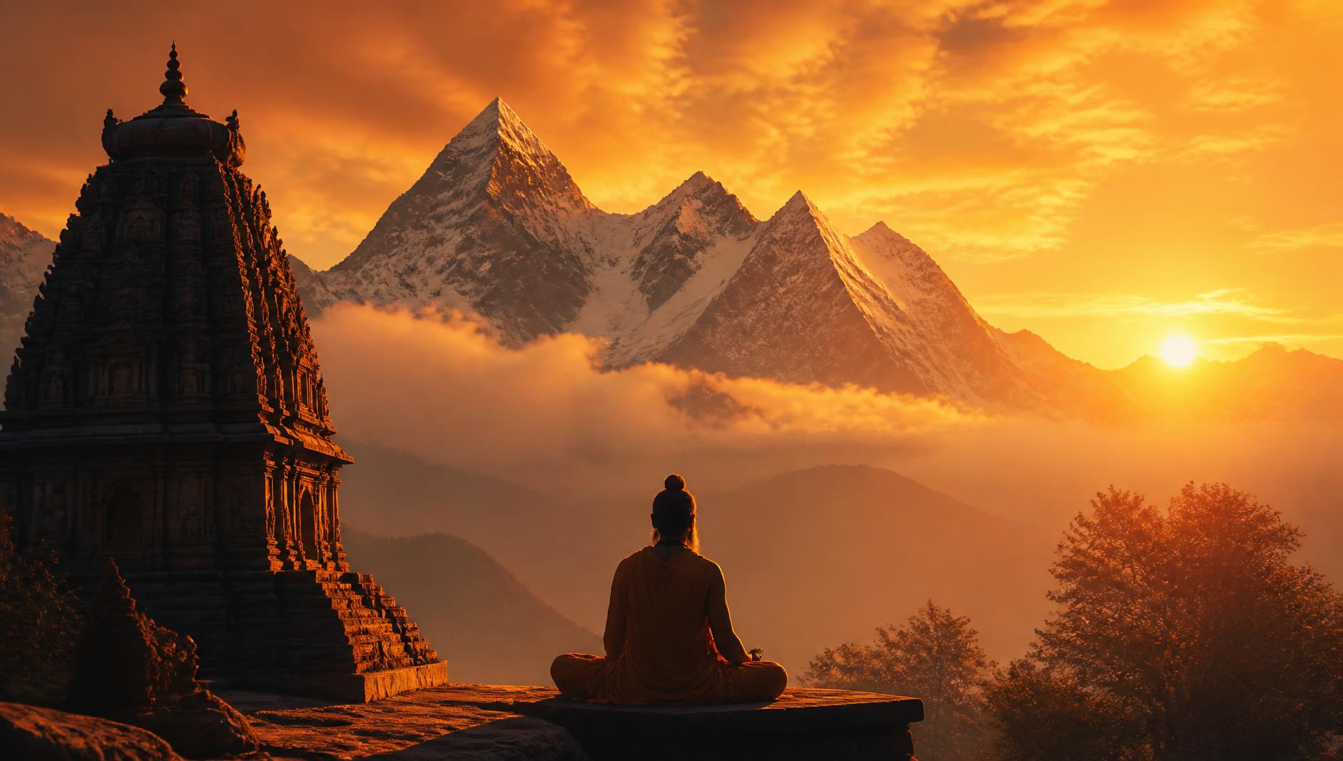 हिमालय में सूर्योदय और साधना